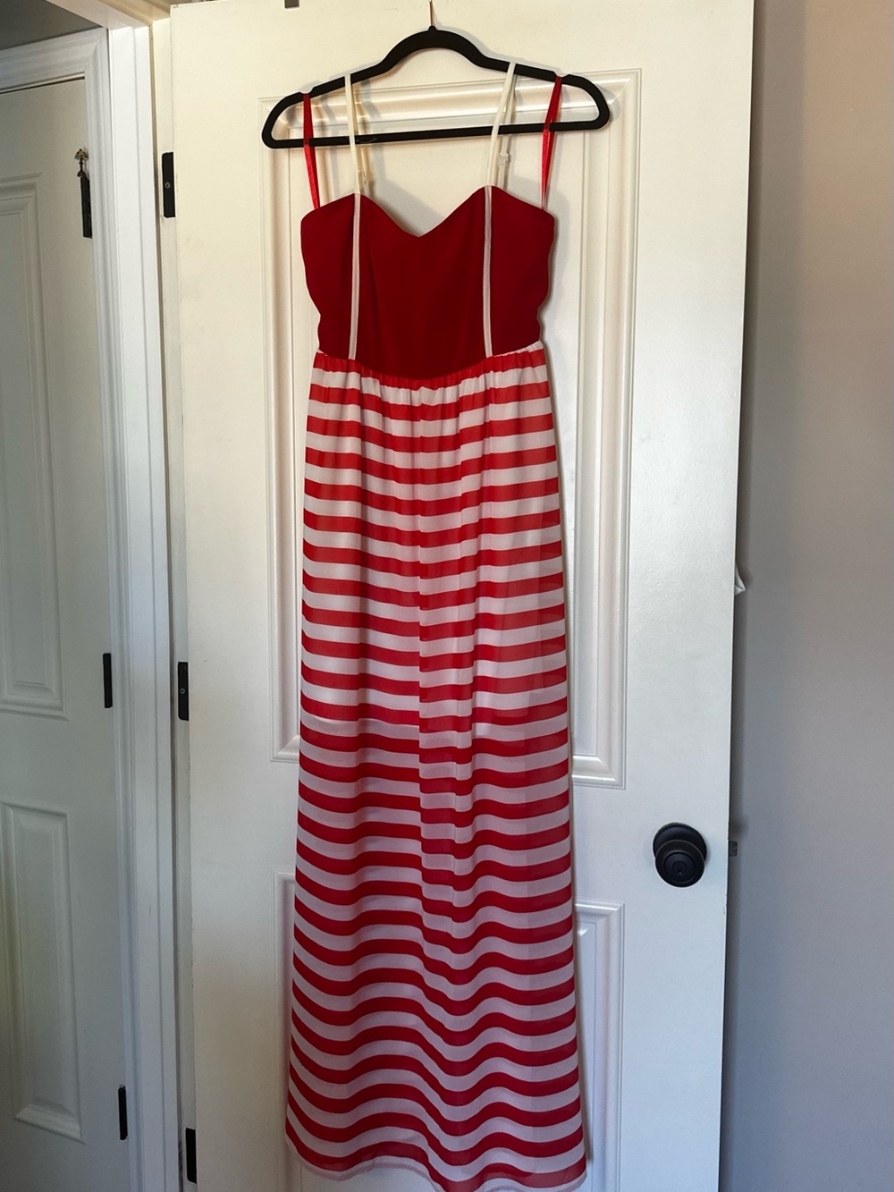 Ya Los Angeles Red and White Striped Maxi Dress